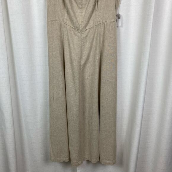 Old Navy Beige Fit&Flare Linen Blend Midi Dress Sz.L NWT - Picture 6 of 14